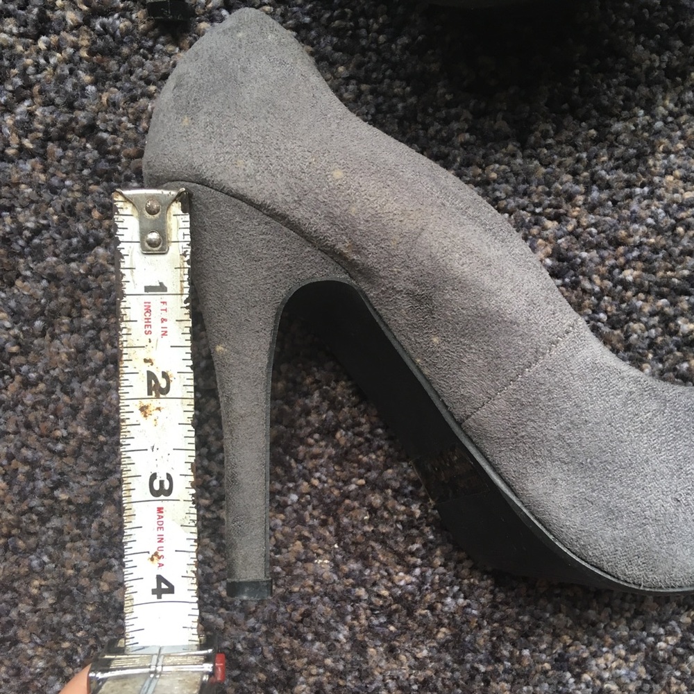 Gray Velvety Pointed Toe Stiletto - Picture 6 of 7